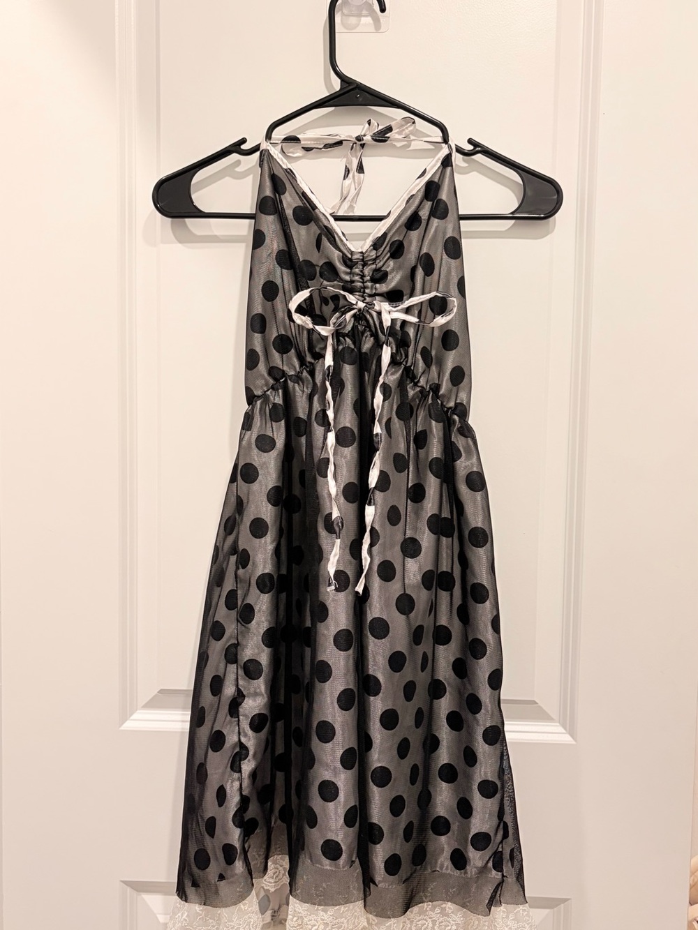 Black Polka Dot Halter Party Dress